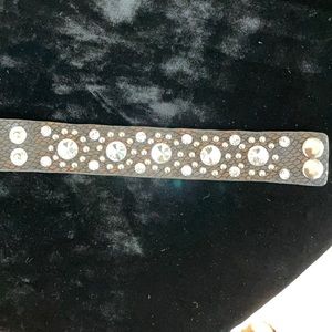 Black Bling Leather Cuff Bracelet